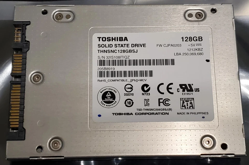 Toshiba THNSN128GBSJ 128GB SSD 2.5" SATA II Hard Drive W/ Disk Report QTY AVAIL - Image 1 of 1