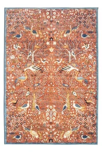 Burnt-Orange Birds Premium 1/4" Pile Ultra Soft Non-Slip Padded Backing Area Rug - Picture 1 of 9