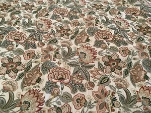 Mill Creek Tan, Olive, Burgundy Floral Upholstery Fabric  55" Wide X 4.55 Yards - Picture 1 of 4