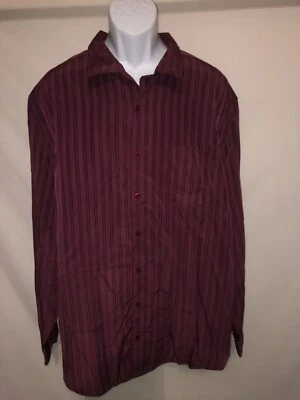 George Men's Long-Sleeve Red W/Stripes Shirt Size 2XL, Button-Down W/Collar - Image 1 of 3