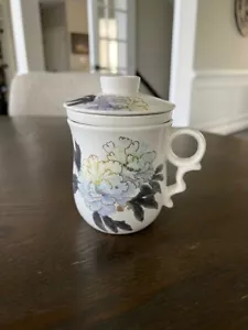 Teavana Floral Infuser Mug with Lid Exclusive Collection Flowers Peony White - Picture 1 of 7