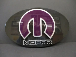 CUSTOM MADE OVAL 3-D MOPAR SIGN, PURPLE/SILVER - Picture 1 of 3