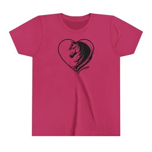 Youth Horse Heart Shirt, Horse Lover Tee, Horses Heart T-Shirt, Horse Lover Gift - Picture 1 of 7