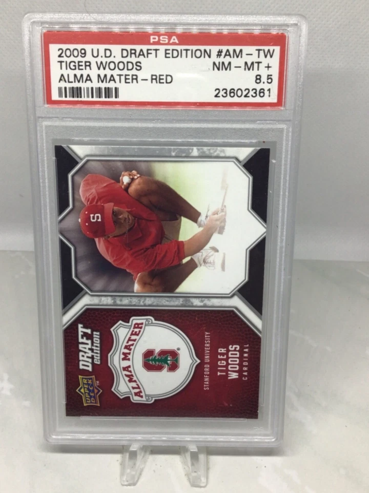 2009 UD Draft Edition Alma Mater Red #AM-TW Tiger Woods PSA 8.5 (3 in all grades - Image 1 of 2