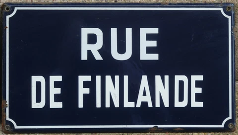 Old vintage French enamel street road sign plaque plate rue de Finlande Finland Cover
