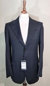 Z Zegna 28HG5A Single Breasted Peak Lapel Wool Abito Suit Jacket Black uk 36 