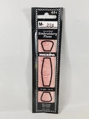 Madeira Six Strand Embroidery Floss Mercerized Cotton 11 Yards Pink M-224 - Image 1 of 4