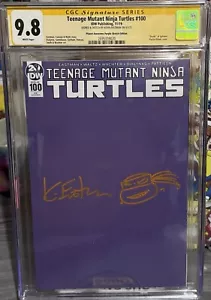 TEENAGE MUTANT NINJA TURTLES #100 PURPLE COVER SIGNED & SKETCHED EASTMAN CGC 9.8 - Picture 1 of 2