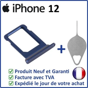 TIROIR CARTE SIM DE L'IPHONE 12 BLEU AVEC JOINT ÉTANCHE + OUTIL - Photo 1 sur 3