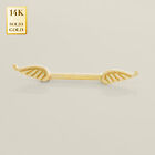 14K Solid Gold Angel Wings Straight Barbell Nipple Body Piercing Jewelry 14g1/2"