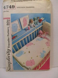 Simplicity Transfer Pattern 4749 Baby Blanket & Pictures One Size Vintage Uncut - Picture 1 of 10