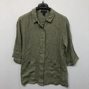 NWT Tahari Women 3/4 Sleeve 100% Linen Blouse Top Shirt Size Large M187 -12 - Picture 1 of 15