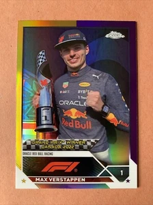 Max Verstappen 2023 Topps Chrome F1 Gold & Purple Refractor #152 - Picture 1 of 2