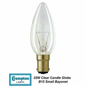Crompton Candle Light Bulb 25W SBC B15 Small Bayonet Cap 240V Dimmable Clear - Picture 1 of 2