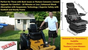 NEW Suspension Seat with Armrest, fits Excavator, Forklift, Dozer, Loader, Tract - Picture 1 of 24