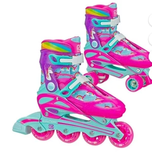 Pink Rainbow Unicorn verstellbare Rollschuhe und Rollschuhe 3-6 - Bild 1 von 12