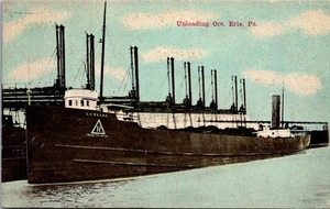 DESCARGA DE MINERAL de barco ERIE, Pennsylvania PA UDB postal - Imagen 1 de 2