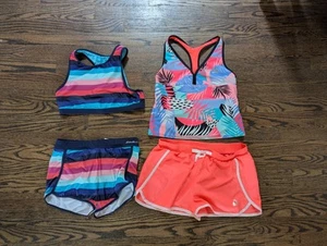 Bundle Gerry & Eddie Bauer Rash Guard Girl 14-16 L Swim Suit Shorts Tankini 2 Pc - Picture 1 of 11
