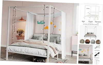 Marco de cama con dosel tamaño completo/base de colchón con soporte de listones de metal/sin Foto 1 de 4