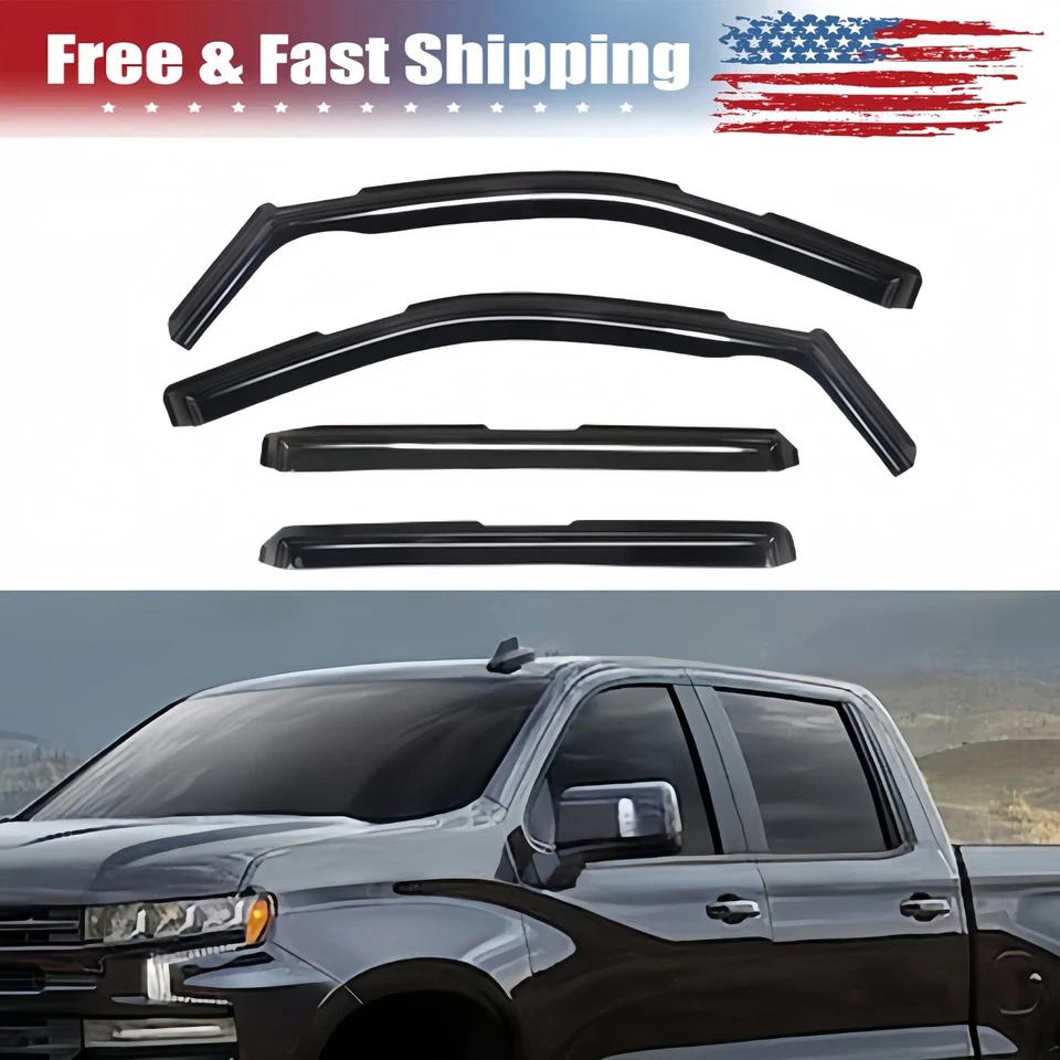 In-Channel Window Rain Guards Fit For Chevy Silverado/GMC Sierra 1500 2019-2025 Foto 1 de 4