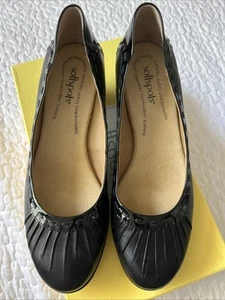 Softspots Women Black Leather Pumps Sheridan 1.5” Heel Hem Stitched 9.5M NIB - Picture 1 of 14