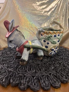 Lefton Pflanzwagen hellblau Esel 2896NP Blumenwagen - Bild 1 von 5