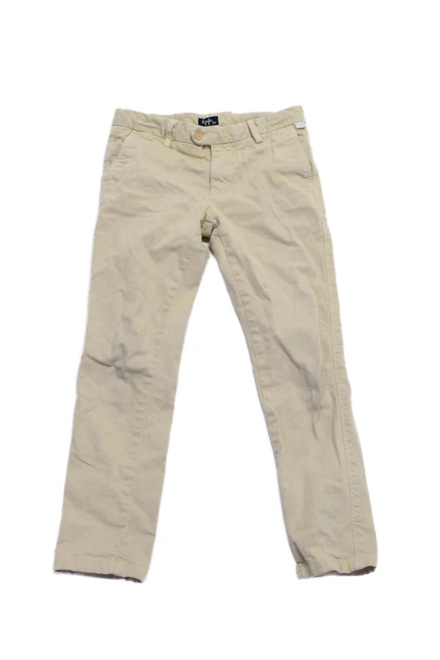 Il Gufo Girls Button Closure  Adjustable Waist Straight Leg Pants Beige Size 6 - Image 1 of 4
