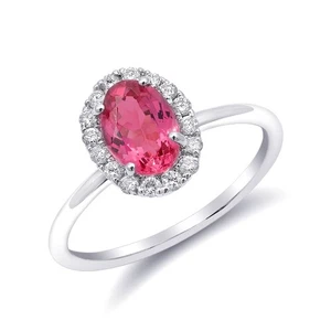 Neon Tanzanian Spinel 1.08 ct in 14K White Gold Ring with 0.18 carats Diamonds - Picture 1 of 3