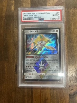 Graded PSA 8 2018 Pokemon Sun & Moon Jirachi Holo Celestial Storm #97 - Image 1 of 2