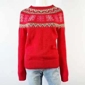 Maglione Cotone On Rosso Fair Isle Taglia M Girocollo Casual Vacanze Natale Preppy - Foto 1 di 10