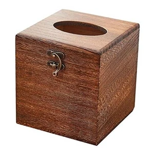 Wood Tissue Box Cover Decorative Square Facial Tissue Holder Napkin for - Picture 1 of 7