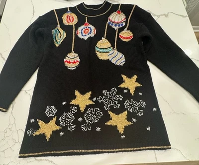 Suéter de Navidad para mujer Dana Scott talla L adorno negro Foto 1 de 4