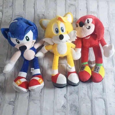 Bundle 3 Soft Sonic the Hedgehog Tails Knuckles Plush Toy Figures  - Imagem 1 de 3