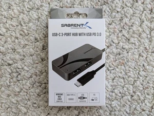 SABRENT USB-C 3-Port Hub with USB PD 3.0, 1 5Gbps USB-A Port, 2 480Mbps USB-A - Picture 1 of 7
