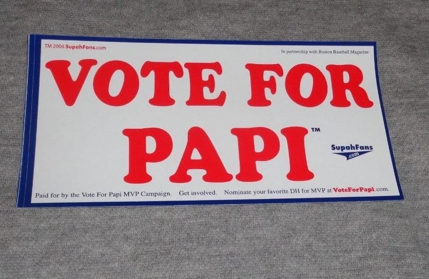 Red Sox Boston Fenway Vote for Papi Logo David Ortiz Bumper Sticker Decal  - Image 1 of 1