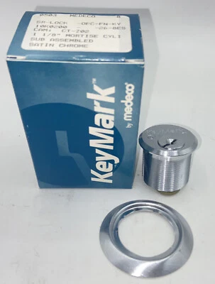 Medeco 0503 10K0200 26-8ES CT-Z02 1 1/8” Mortise Cylinder Satin Chrome Bezel - Image 1 of 4