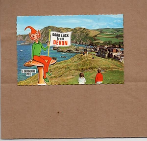 1970's Bamforth good luck from Devon colour card unposted BR1 - Picture 1 of 2