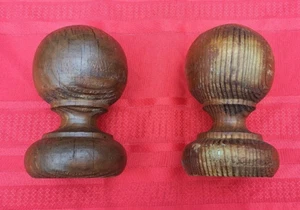 Vintaged Pair Of Large Wooden Ball Finials Corbels Architectural Salvage - Picture 1 of 3