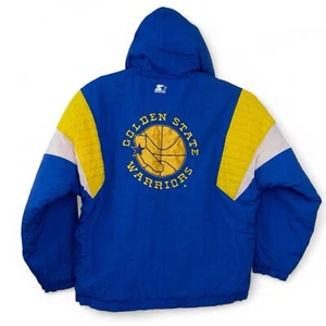Chaqueta de iniciación acolchada con capucha Golden State Warriors NBA de colección para hombre XL RARA - Imagen 1 de 8