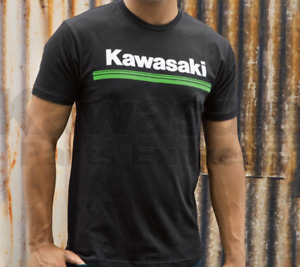 KAWASAKI SMALL 3 GREEN LINE BLACK T-3 SHIRT K007-2525-BK3X