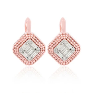 0.46 Ct Lab Grown CVD Diamond Minimalist Huggie Earrings New Gift 18k Rose Gold - Picture 1 of 6