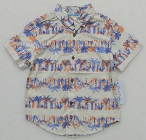 CAT & JACK BOY'S SHORT SLEEVED BUTTON FRONT SHIRT COLLARED TROPICAL PALM TREES - Picture 1 of 4