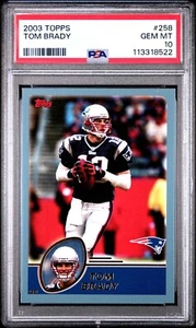 PSA 10 Gem Mint - 2003 TOPPS #258 TOM BRADY patriots HOF MVP (solo pop 99) - Foto 1 di 2