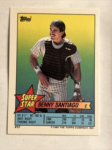 1989 Topps Super Star Sticker #57 Benny Santiago  - Sticker on Back #2 and #272