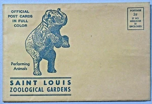 Vintage Saint Louis Zoological Gardens Postcard Mailer Envelope Elephant Litho - Picture 1 of 2