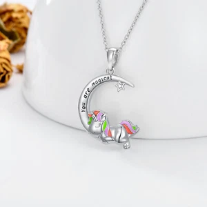 Unicorn Necklace 925 Sterling Silver Unicorn Pendant Jewelry Unicorns Gifts - Picture 1 of 6