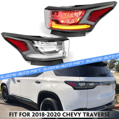 Pair Outer LED Tail Lights For 2018-2021 Chevy Traverse Black/Clear Brake Lamps Foto 1 de 4