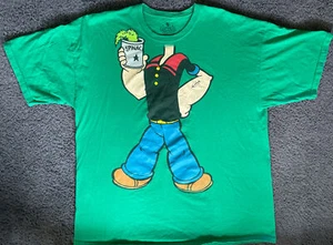 Popeye Shirt Men's XXL Green Solid Short Sleeve Headless Character Big Graphic - Picture 1 of 4