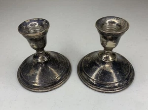 Vintage Pair Preisner SIGNED Sterling 3.5" Tall Weighted Candle Holders -380g Ea - Picture 1 of 14