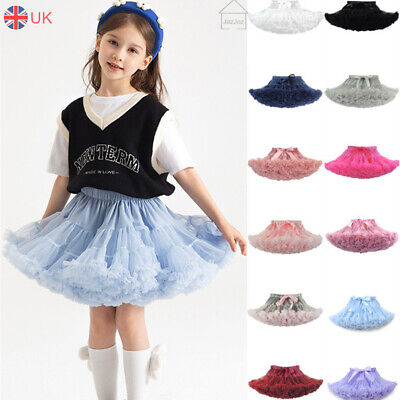 UK Girls Kids Tutu Skirt Dance Petticoat Party Fancy Dress Ballet Fluffy Layer • 14.92€
